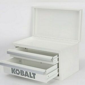 Kobalt Mini Tool Chest Make Up Organizer Craft Supplies White Metal NEW 2 drawer